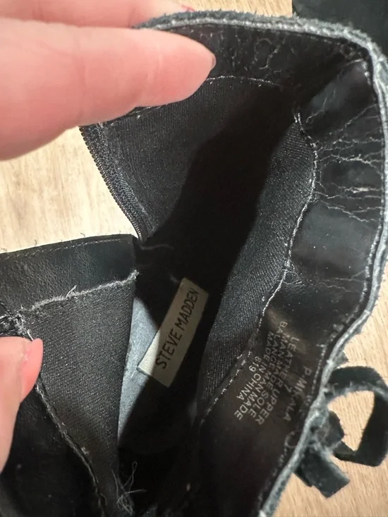 Steve Madden Black Genuine Suede Fringe Ankle Boots - Women - Picture 4 of 5